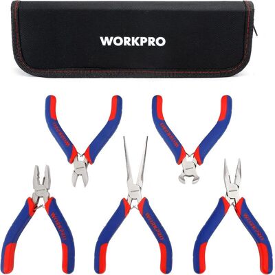 ENSEMBLE DE PINCES À BIJOUX WORKPRO 5 PIÈCES - Mini Pliers Set - Publicité ENSEMBLE DE PINCES À BIJOUX WORKPRO 5 PIÈCES - Mini Pliers Set - Publicité
