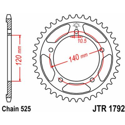 Corona JT Sprockets Acciaio standard 1792 - 525 - Unisex Corona JT Sprockets Acciaio standard 1792 - 525 - Unisex