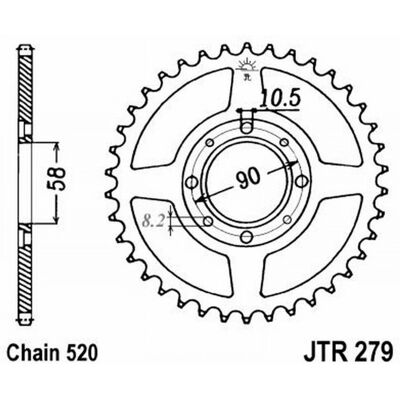 Corona posteriore standard in acciaio JT Sprockets 279 - 520 Corona posteriore standard in acciaio JT Sprockets 279 - 520