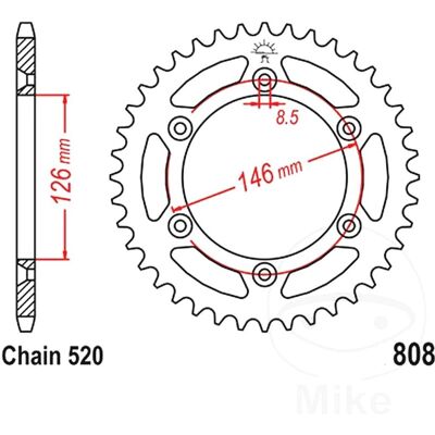 JT JTR808,53 Kettingwiel - Achter JT JTR808,53 Kettingwiel - Achter