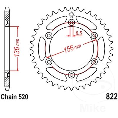 Corona in acciaio 520 50T - Pignone per moto BETA, GAS GAS, HUSQVARNA Corona in acciaio 520 50T - Pignone per moto BETA, GAS GAS, HUSQVARNA