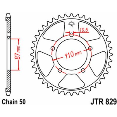 Corona posteriore in acciaio JT Sprockets 829 - 530 - 47 Denti Corona posteriore in acciaio JT Sprockets 829 - 530 - 47 Denti