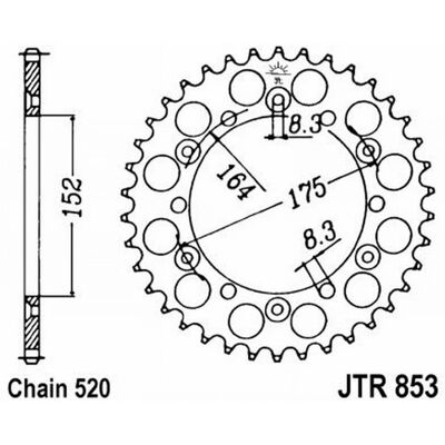 Yamaha JT Pignone in acciaio standard 853 - 520 - 41 denti Yamaha JT Pignone in acciaio standard 853 - 520 - 41 denti
