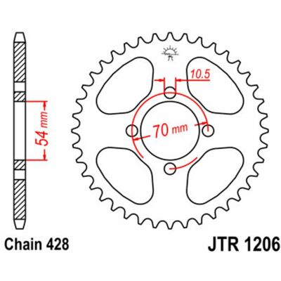 JT Kettenräder Stahl Standardkrone 1206 - 428 - 42 Zähne JT Kettenräder Stahl Standardkrone 1206 - 428 - 42 Zähne