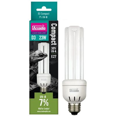 Arcadia D3 Reptile Kompaktlampe - UVB 7% - 23W Arcadia D3 Reptile Kompaktlampe - UVB 7% - 23W
