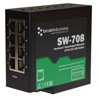 Brainboxes SW-708 Ethernet Switch - 8 Ports - DIN Montage Brainboxes SW-708 Ethernet Switch - 8 Ports - DIN Montage