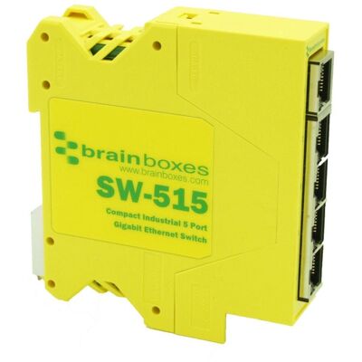 Brainboxes SW-515 Industrieller 5-Port Gigabit Ethernet Switch - DIN-Schiene Brainboxes SW-515 Industrieller 5-Port Gigabit Ethernet Switch - DIN-Schiene