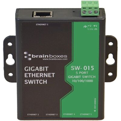 Brainboxes SW-015 Network Switch - Unmanaged Gigabit Ethernet, Compact Brainboxes SW-015 Network Switch - Unmanaged Gigabit Ethernet, Compact