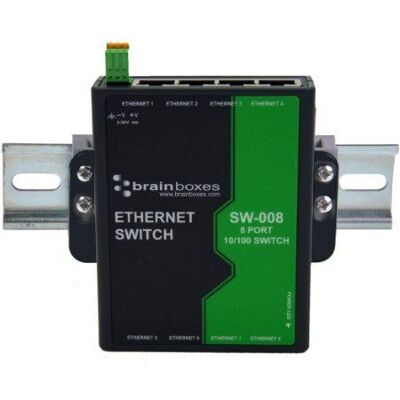 Brainboxes SW-008 Ethernet Switch - 8 Ports, unmanaged, Wandmontage Brainboxes SW-008 Ethernet Switch - 8 Ports, unmanaged, Wandmontage