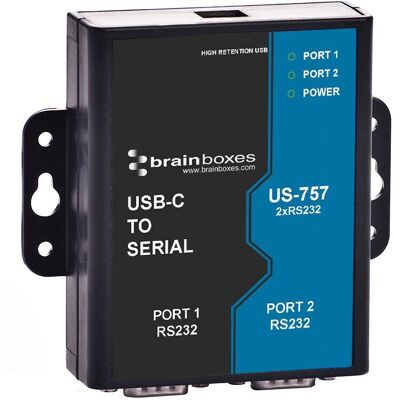 Brainboxes US-757, 2 Port RS232, USB-C - Seriell Adapter Brainboxes US-757, 2 Port RS232, USB-C - Seriell Adapter