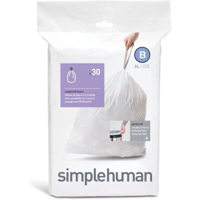 simplehuman CW0161 Müllbeutel - 6L Weiß - 30 St simplehuman CW0161 Müllbeutel - 6L Weiß - 30 St
