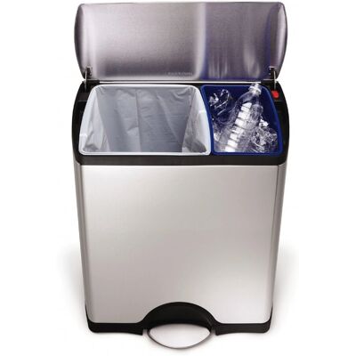simplehuman Poubelle rectangulaire en acier inoxydable 46 L - Durable, Peu encombrante, Fermeture silencieuse simplehuman Poubelle rectangulaire en acier inoxydable 46 L - Durable, Peu encombrante, Fermeture silencieuse