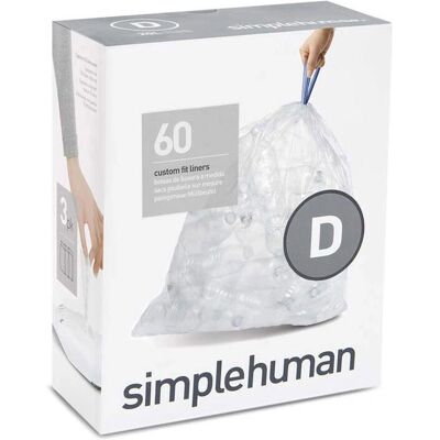 simplehuman CW0278 Sac poubelle - 20 L Transparent - 60 pcs simplehuman CW0278 Sac poubelle - 20 L Transparent - 60 pcs