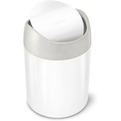 Simplehuman CW2079 1.5L Steel White Trash Can - Small Waste Bin Simplehuman CW2079 1.5L Steel White Trash Can - Small Waste Bin