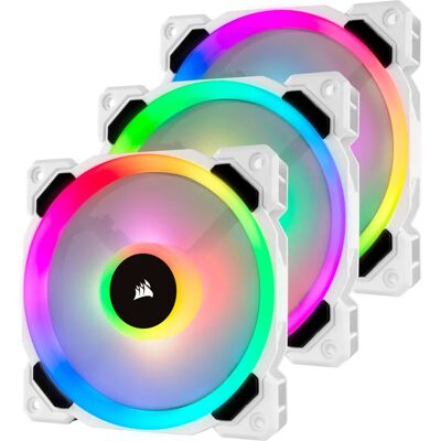 Corsair LL120 RGB Witte Computer Ventilator - 120mm, Dubbele Lichtlus, PWM, Stil Corsair LL120 RGB Witte Computer Ventilator - 120mm, Dubbele Lichtlus, PWM, Stil