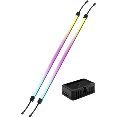 Corsair iCUE LINK LS350 Aurora LED-Streifen - LED-Streifen-Kit mit 2x 40 LEDs, schwarz Corsair iCUE LINK LS350 Aurora LED-Streifen - LED-Streifen-Kit mit 2x 40 LEDs, schwarz