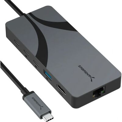 Sabrent - HB-U4HP - Cinza - 3x USB-C 3.2 - Docking station Sabrent - HB-U4HP - Cinza - 3x USB-C 3.2 - Docking station