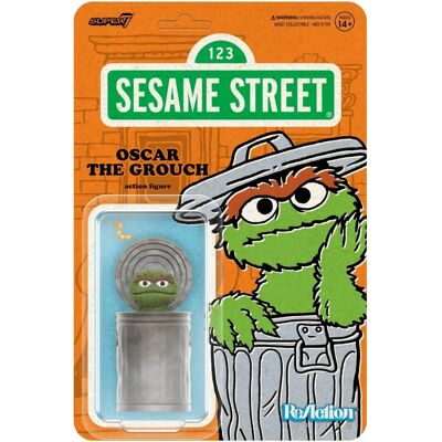 Super7 - Rue Sésame - Figurs ReAction Wv2 - Oscar le Grincheux - Figurine d'action - Publicité Super7 - Rue Sésame - Figurs ReAction Wv2 - Oscar le Grincheux - Figurine d'action - Publicité