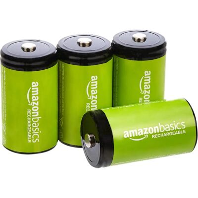 Amazon Basics uppladdningsbara D-batterier - 10 000mAh NiMH (4 st) - Batterier för högförbrukande enheter Amazon Basics uppladdningsbara D-batterier - 10 000mAh NiMH (4 st) - Batterier för högförbrukande enheter