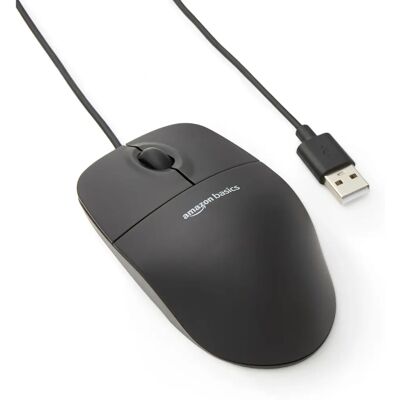 Souris optique USB à 3 boutons Amazon Basics - Noir Souris optique USB à 3 boutons Amazon Basics - Noir