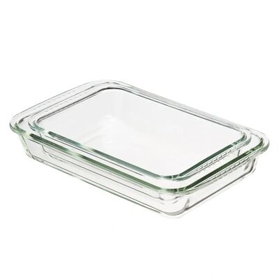 Amazon Basics Rechteckige Glas-sichere Auflaufformen - Set aus 2 Amazon Basics Rechteckige Glas-sichere Auflaufformen - Set aus 2