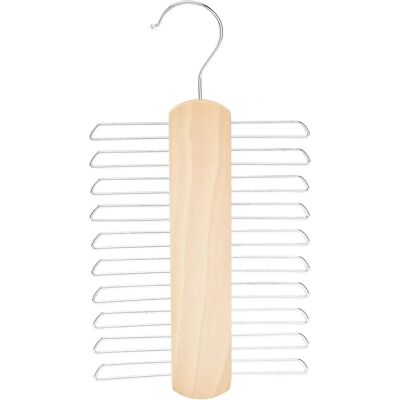Penderie en bois avec 20 barres et support pour ceintures - Naturel 2 pièces Penderie en bois avec 20 barres et support pour ceintures - Naturel 2 pièces