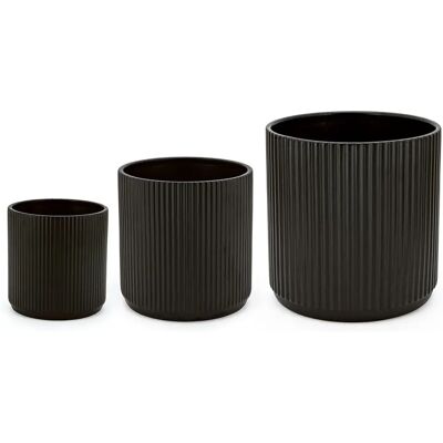 Amazon Basics Ensemble de 3 jardinières en céramique noires Amazon Basics Ensemble de 3 jardinières en céramique noires