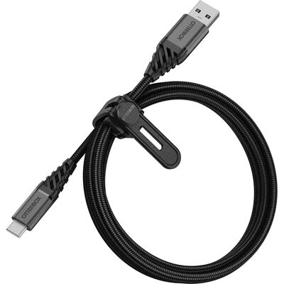 OtterBox Premium Verstärktes Geflochtenes Robustes USB-A-zu-USB-C-Kabel - 1m - Schwarz OtterBox Premium Verstärktes Geflochtenes Robustes USB-A-zu-USB-C-Kabel - 1m - Schwarz