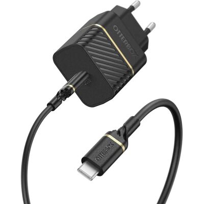 Cargador de Pared OtterBox 20W - USB-C PD + Cable 1M - Negro Cargador de Pared OtterBox 20W - USB-C PD + Cable 1M - Negro