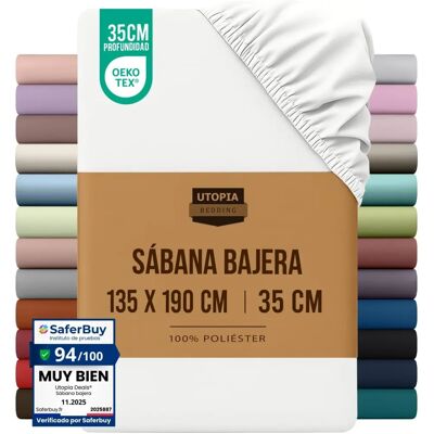 Utopia Bedding - Fitted - White - Deep Pocket 14in - Sheet Utopia Bedding - Fitted - White - Deep Pocket 14in - Sheet