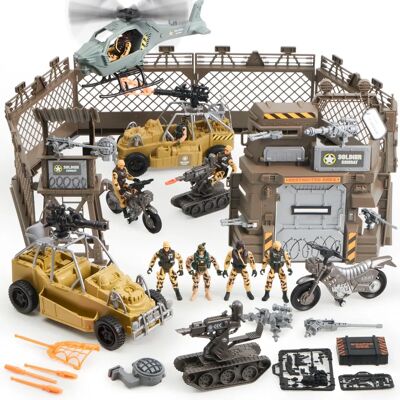 Conjunto de base militar Joyin - Base, veículos, soldados Conjunto de base militar Joyin - Base, veículos, soldados