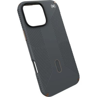 Coque Speck iPhone 16 Pro Max Grip & MagSafe - Gris Charbon / Blanc - Publicité Coque Speck iPhone 16 Pro Max Grip & MagSafe - Gris Charbon / Blanc - Publicité