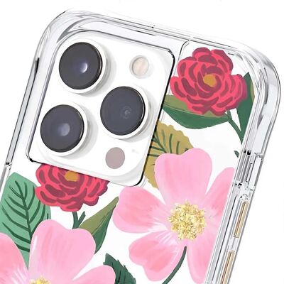 Rifle Paper Rose Garden - Coque transparente dorée pour iPhone 14 Pro Max - Publicité Rifle Paper Rose Garden - Coque transparente dorée pour iPhone 14 Pro Max - Publicité