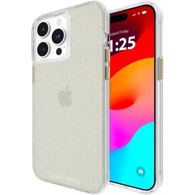 Case-Mate Sheer Cristal Gold Serie voor iPhone 15 Pro Max - Transparante en Gouden Hoes Case-Mate Sheer Cristal Gold Serie voor iPhone 15 Pro Max - Transparante en Gouden Hoes