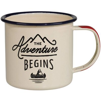 Mug en émail 'Adventure Begins' de Gentlemen's Hardware - 400ml - Crème - Publicité Mug en émail 'Adventure Begins' de Gentlemen's Hardware - 400ml - Crème - Publicité