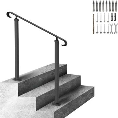 Rampe d'escalier extérieure en fer forgé VEVOR - Réglable 1-3 marches - Noir - Publicité Rampe d'escalier extérieure en fer forgé VEVOR - Réglable 1-3 marches - Noir - Publicité