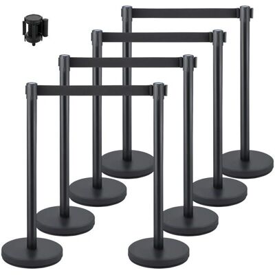 Ensemble de barrières de contrôle de foule VEVOR de 8 pièces - Noir, ceinture rétractable, base en acier et béton - Publicité Ensemble de barrières de contrôle de foule VEVOR de 8 pièces - Noir, ceinture rétractable, base en acier et béton - Publicité