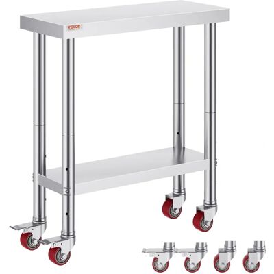 Table de Travail en Acier Inoxydable VEVOR - Étagères Réglables & 4 Roulettes - 86cm x 76cm x 30cm - Publicité Table de Travail en Acier Inoxydable VEVOR - Étagères Réglables & 4 Roulettes - 86cm x 76cm x 30cm - Publicité
