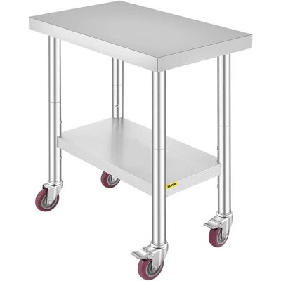 Vevor Mesa de Trabajo en Acero Inoxidable 76x45cm - Estantes Ajustables Vevor Mesa de Trabajo en Acero Inoxidable 76x45cm - Estantes Ajustables