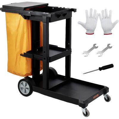 Vevor Carro de Limpieza Comercial de 3 Estantes - 200 lbs Vevor Carro de Limpieza Comercial de 3 Estantes - 200 lbs