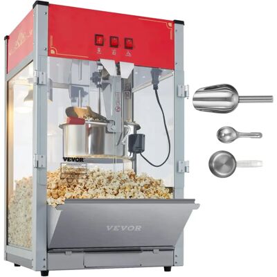 Vevor Popcornmaschine - 1440W, 12 oz, 80 Tassen, Glas, Rot Vevor Popcornmaschine - 1440W, 12 oz, 80 Tassen, Glas, Rot