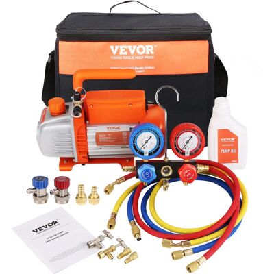 Vevor Conjunto de Bomba de Vacío para Aire Acondicionado - Manguera de 3 Colores - A prueba de Explosiones Vevor Conjunto de Bomba de Vacío para Aire Acondicionado - Manguera de 3 Colores - A prueba de Explosiones