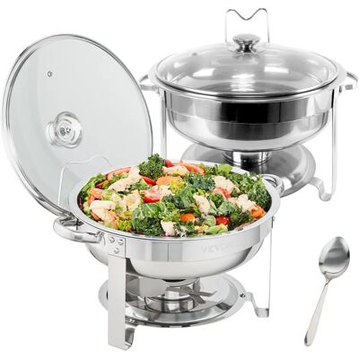 Vevor Ensemble de Buffet de Plats de 4 Qt - Acier Inoxydable, Rond - Publicité Vevor Ensemble de Buffet de Plats de 4 Qt - Acier Inoxydable, Rond - Publicité