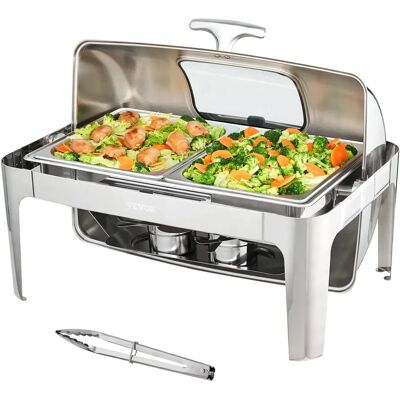 Ensemble de Plat Chafing en Acier Inoxydable Vevor avec Couvercle en Verre - 9 Qt - Publicité Ensemble de Plat Chafing en Acier Inoxydable Vevor avec Couvercle en Verre - 9 Qt - Publicité