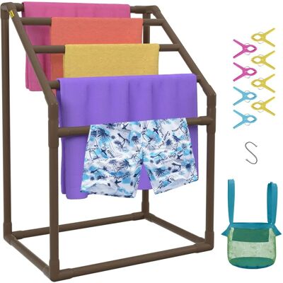 Vevor Brown Trapezoidal Pool Towel Rack - 5 Bars - Indoor/Outdoor Vevor Brown Trapezoidal Pool Towel Rack - 5 Bars - Indoor/Outdoor