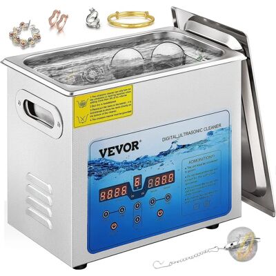 Vevor Nettoyeur à ultrasons - 6L, Fréquence réglable 36KHz-40KHz, Minuterie numérique & Chauffe-eau - Nettoyeur sonic de laboratoire - Publicité Vevor Nettoyeur à ultrasons - 6L, Fréquence réglable 36KHz-40KHz, Minuterie numérique & Chauffe-eau - Nettoyeur sonic de laboratoire - Publicité