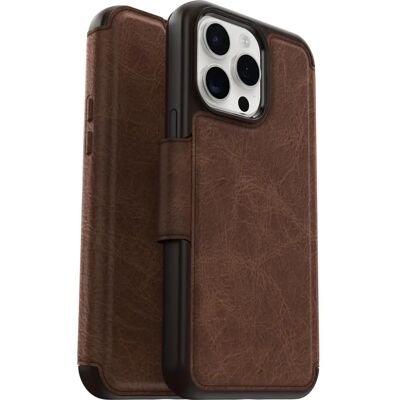 Coque OtterBox Strada MagSafe pour iPhone 15 Pro Max, Brun Espresso - Publicité Coque OtterBox Strada MagSafe pour iPhone 15 Pro Max, Brun Espresso - Publicité