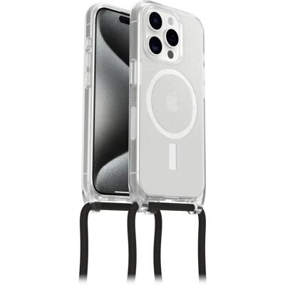 Coque OtterBox MagSafe transparente avec sangle pour iPhone 15 Pro - Publicité Coque OtterBox MagSafe transparente avec sangle pour iPhone 15 Pro - Publicité