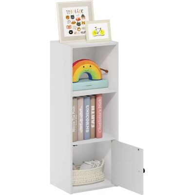 Furinno - Luder 3-Niveaux 1 Porte - Blanc - Bibliothèque Furinno - Luder 3-Niveaux 1 Porte - Blanc - Bibliothèque