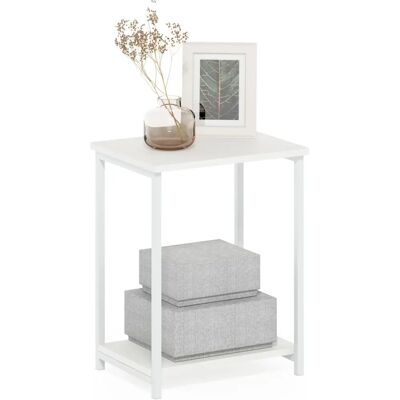 Furinno Simplistic Industrialny Stolik Nocny z Metalową Ramą - Stolik Nocny Furinno Simplistic Industrialny Stolik Nocny z Metalową Ramą - Stolik Nocny